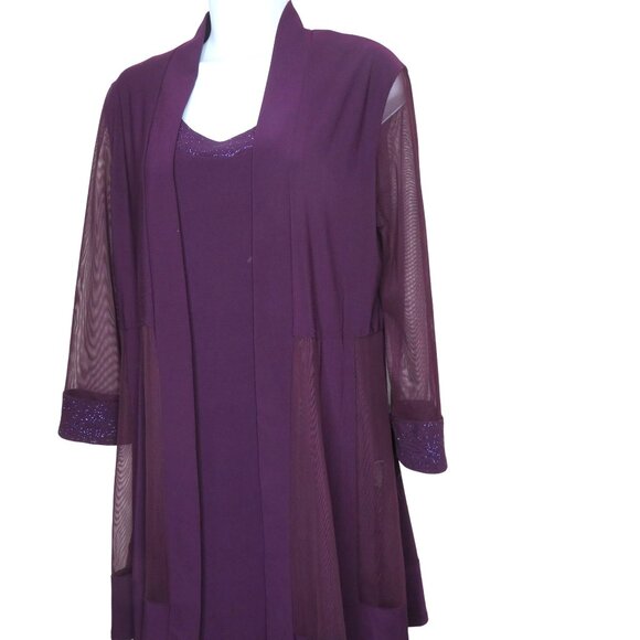 R&M Richards Dress Jacket S Plum Purple Shimmer Sheer Cruise Wedding Party - Picture 16 of 16